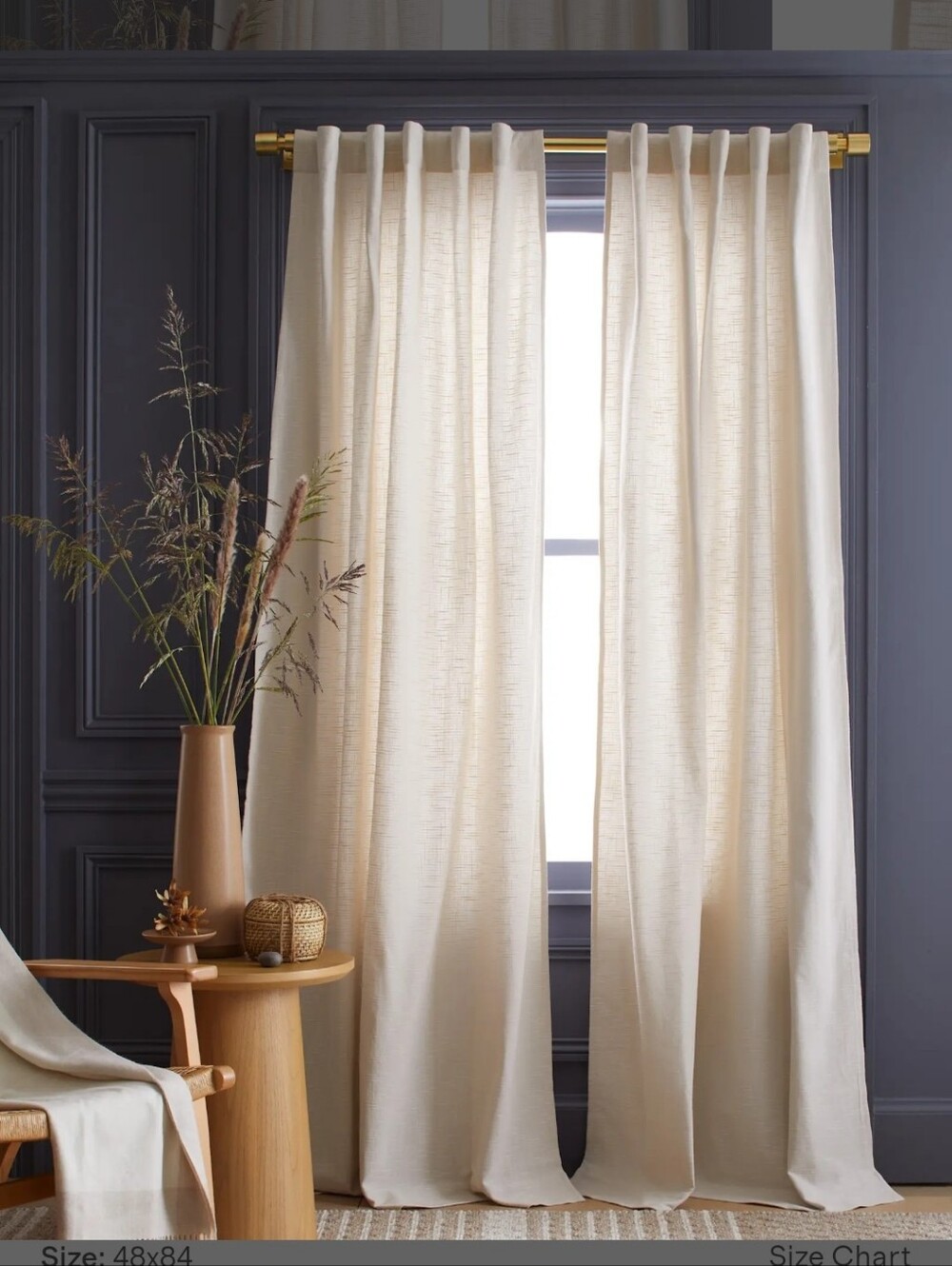 Quince 48x84 Cotton Slub Curtain Panel 48"x84" Light Filtering Natural Biege